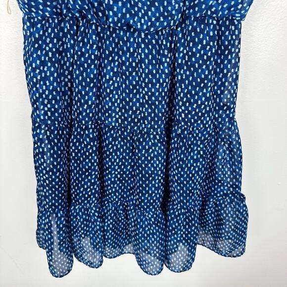 City Studio Womens Dot Print Tiered Cinched Blue Sleeveless Dress Small NO BELT - Picture 4 of 11